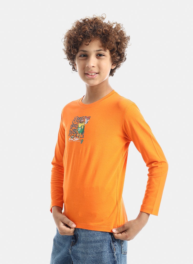 Andora Boys Printed Long-Sleeve Shirt_Orange - Image 2